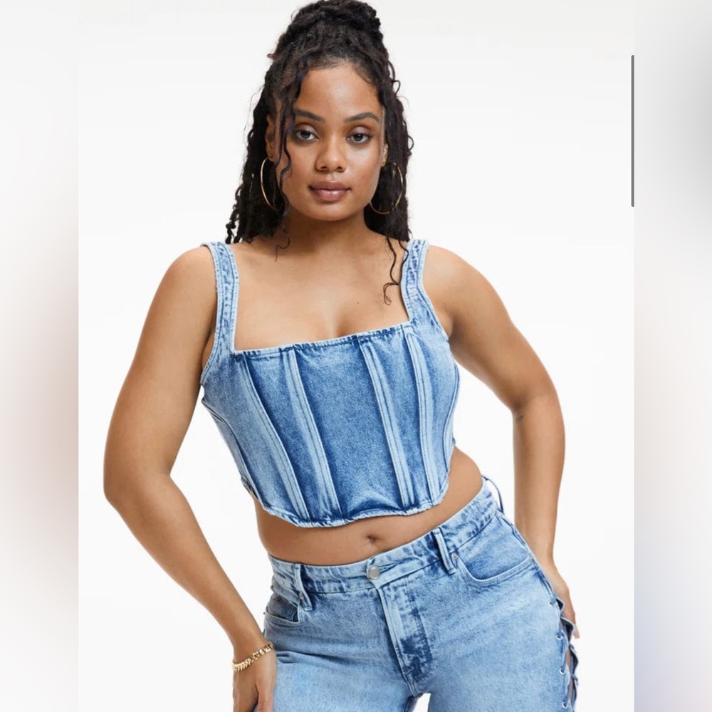 Good American indigo Denim Lace Up Corset